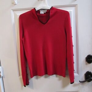 new Nancy Bolen women's long sleeves cold shoulder KNIT blouse Sz S